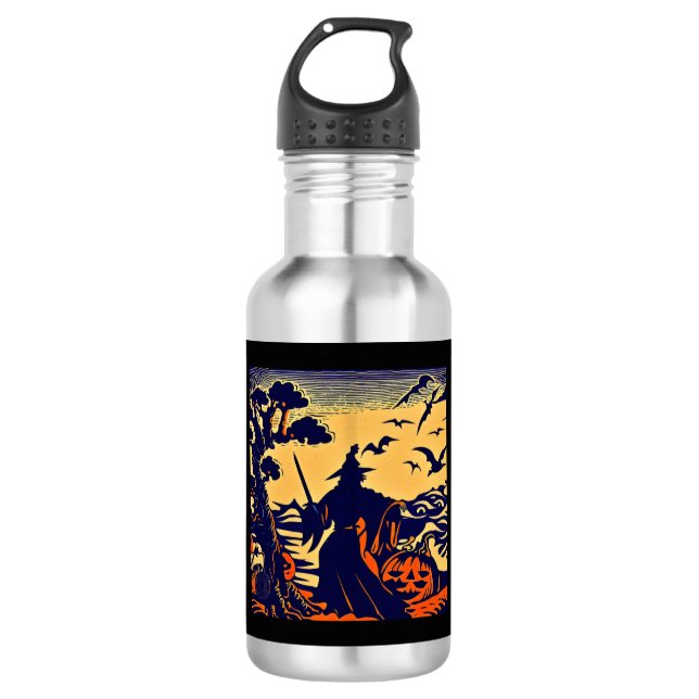 Halloween - Woodcut Style 5 532 Ml Water Bottle (Front)