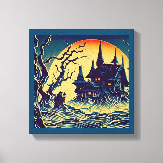 Halloween - Woodcut Style 6 Canvas Print (Front)