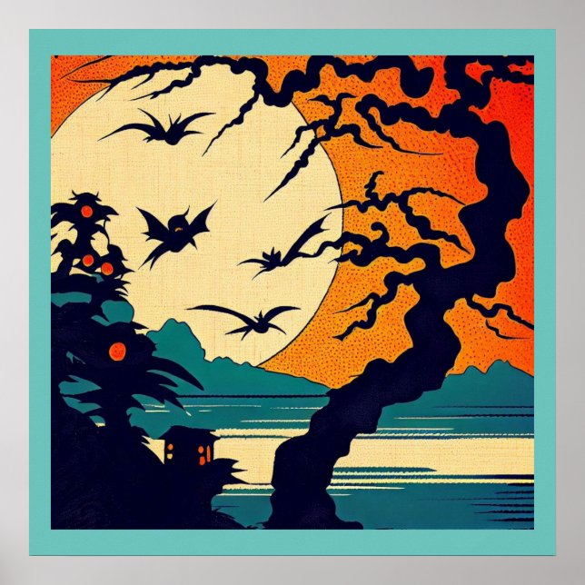 Halloween - Woodcut Style 7 Poster (Front)