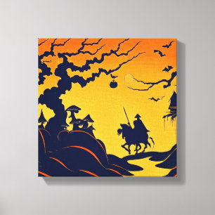 Halloween - Woodcut Style 8 Canvas Print
