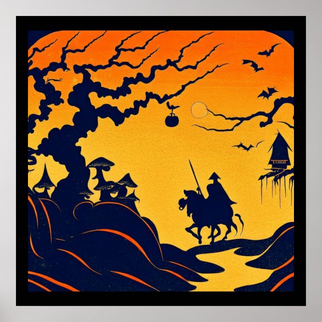 Halloween - Woodcut Style 8 Poster (Front)