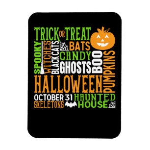 Halloween Word Jumble Colourful Cute Spider Pumpki Magnet