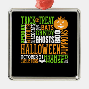 Halloween Word Jumble Colourful Cute Spider Pumpki Metal Tree Decoration