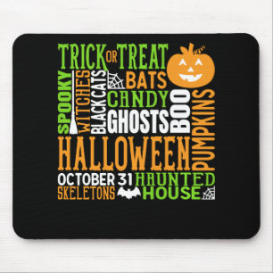 Halloween Word Jumble Colourful Cute Spider Pumpki Mouse Mat
