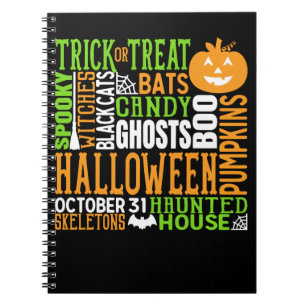 Halloween Word Jumble Colourful Cute Spider Pumpki Notebook