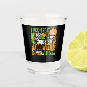 Halloween Word Jumble Colourful Cute Spider Pumpki Shot Glass