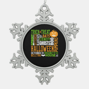 Halloween Word Jumble Colourful Cute Spider Pumpki Snowflake Pewter Christmas Ornament