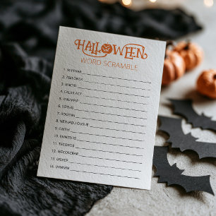 Halloween Word Scramble party game Card