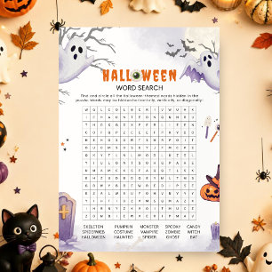 Halloween Word Search Spooky Party Activity Invitation