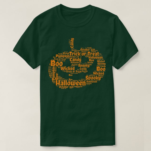 Halloween Words Jack O Lantern Pumpkin  T-Shirt (Design Front)