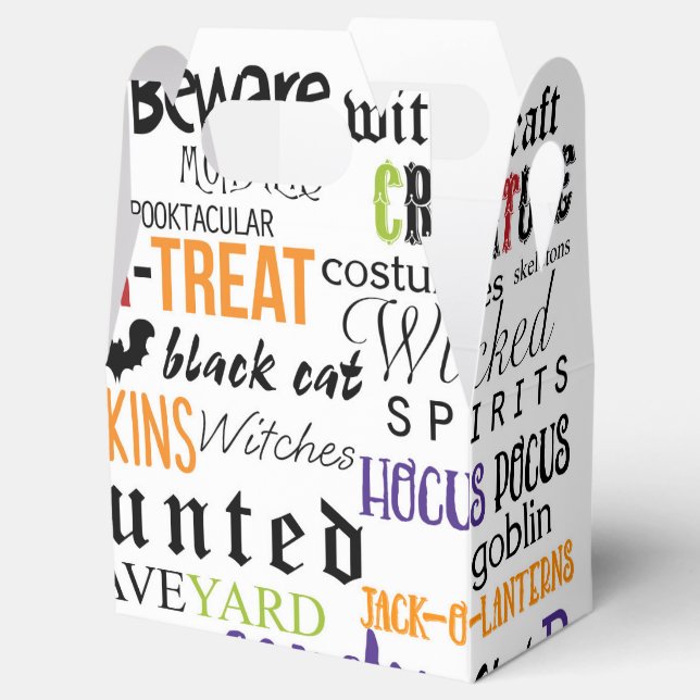 Halloween Words Typography Fun Party Favour Boxes (Opened)
