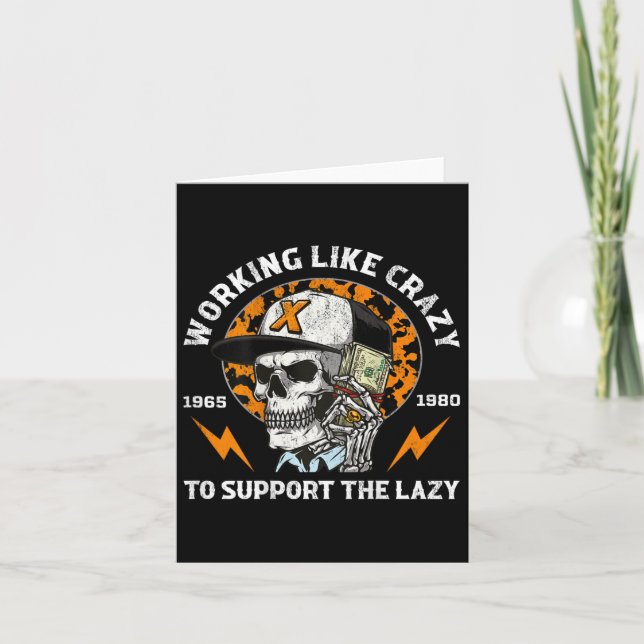 Halloween Working Like Crazy To Support The Lazy I Card (Front)