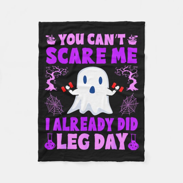 Halloween Workout Women Ghost Training With Dumbbe Fleece Blanket (Front)