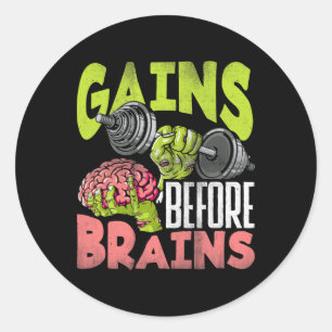 Halloween Workout Zombie Weightlifting Gains Befor Classic Round Sticker