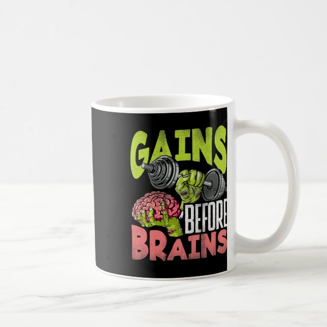 Halloween Workout Zombie Weightlifting Gains Befor Coffee Mug (Right)
