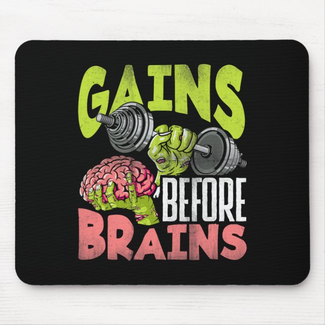 Halloween Workout Zombie Weightlifting Gains Befor Mouse Mat (Front)