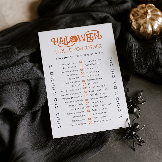 Halloween Would You Rather editable game Card (Halloween Would You Rather game)