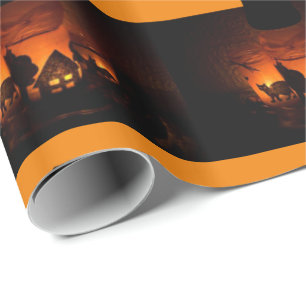 Halloween  Wrapping Paper, Black Cat Paper