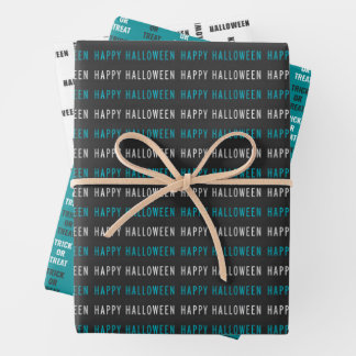 Halloween Wrapping Paper Flat Sheet Set of 3