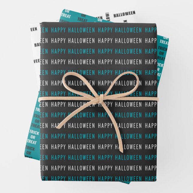 Halloween Wrapping Paper Flat Sheet Set of 3 (In situ)