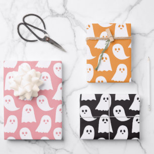 Halloween Wrapping Paper Flat Sheet Set of 3