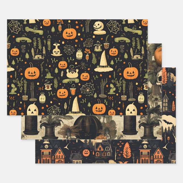 Halloween  wrapping paper sheet (Set)
