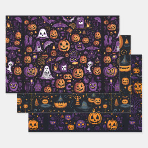 Halloween Wrapping Paper Sheets Set of 3