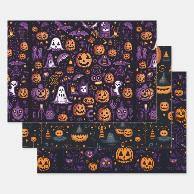 Halloween Wrapping Paper Sheets Set of 3 (Set)