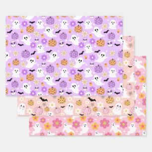 Halloween Wrapping Paper Sheets Set of 3