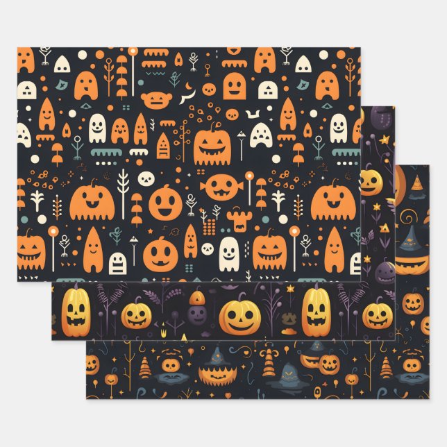 Halloween Wrapping Paper Sheets Set of 3 (Set)