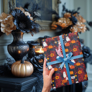 Halloween wrapping paper with spooky cute design
