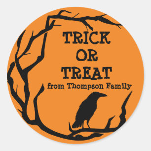 Halloween Wreath Crow Trick or Treat Classic Round Classic Round Sticker