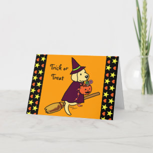 Halloween Yellow Labrador Cartoon 1 Card