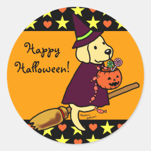 Halloween Yellow Labrador Cartoon 1 Classic Round Sticker