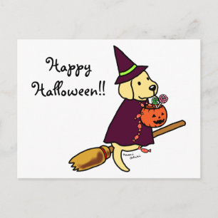 Halloween Yellow Labrador Cartoon 1 Postcard