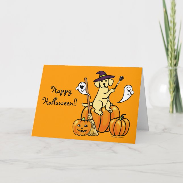 Halloween Yellow Labrador Cartoon 2 Card (Front)
