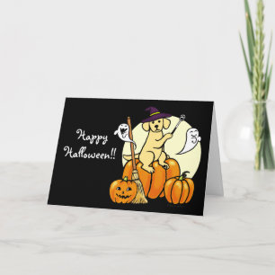 Halloween Yellow Labrador Cartoon 2 Card