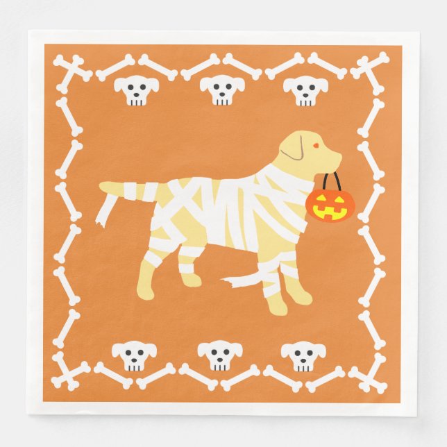 Halloween Yellow Labrador Mummy Napkin (Front)
