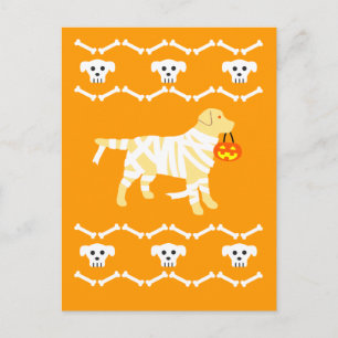 Halloween Yellow Labrador Mummy Postcard