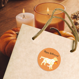 Halloween Yellow Labrador Mummy Stickers