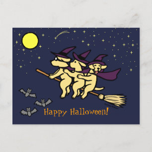 Halloween Yellow Labrador Riders! Postcard