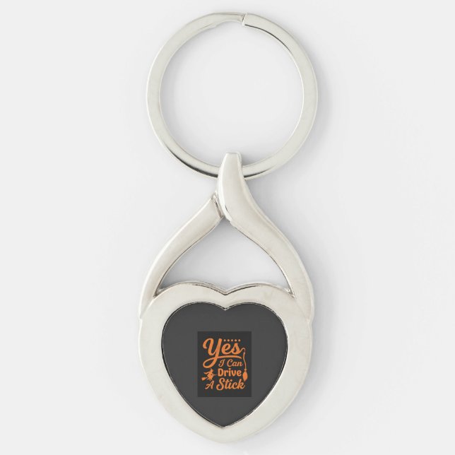 Halloween Yes I Can Drive A Stick Design Key Ring (Front)