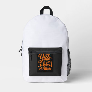 Halloween Yes I Can Drive A Stick Design Printed Backpack