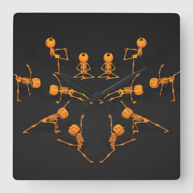 Halloween Yoga Class Square Wall Clock (Front)