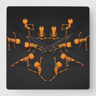 Halloween Yoga Class Square Wall Clock
