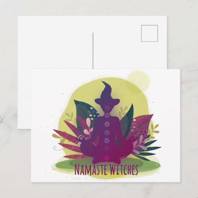 Halloween Yoga Namaste Witches Postcard (Front/Back)