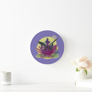Halloween Yoga Namaste Witches Round Clock