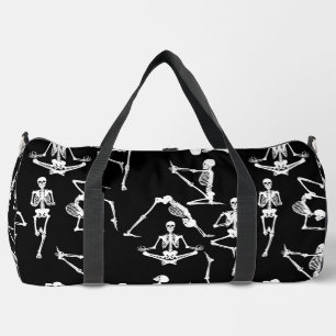 halloween yoga skeletons black duffle bag