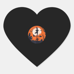 Halloween Yoga Witch Cat Boy Girl Men Women Heart Sticker