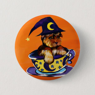 Halloween Yorkie Poo 6 Cm Round Badge